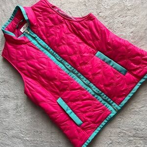Vineyard Vines Primaloft Puffer Quilted Vest Preppy Zip Front Vest Pink Blue L
